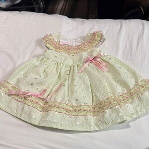 Bonnie Baby Pastel Dress with Pink Ruffles